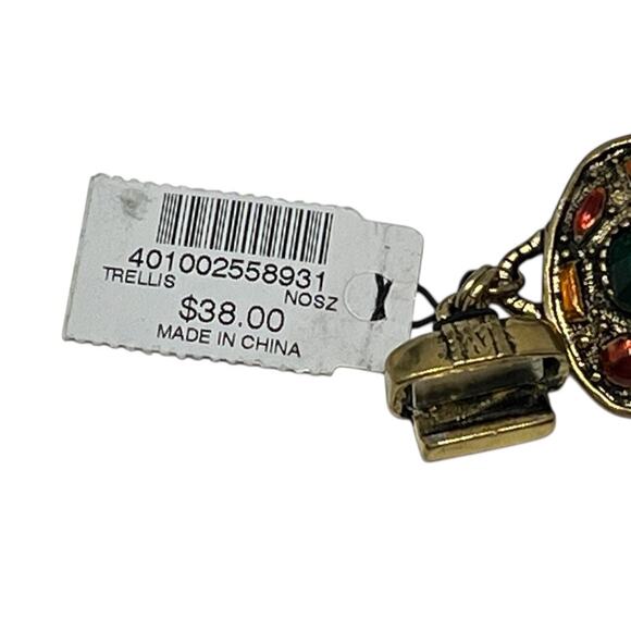 Chico’s Trellis Multicolor Stone Statement Bracelet Antique Gold Tone NWT - Picture 5 of 7